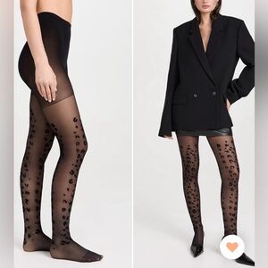 Leopard Print Black Tights